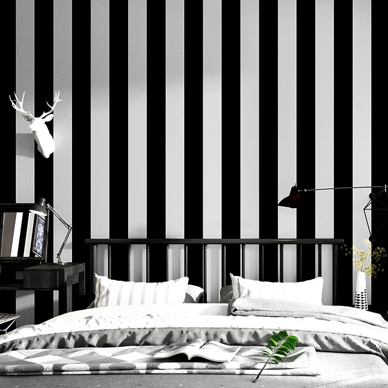 Modern Fashion Vertical Stripes Black White Red Geometric Wallpapers TV Background Wall Paper Roll | Обустройство дома