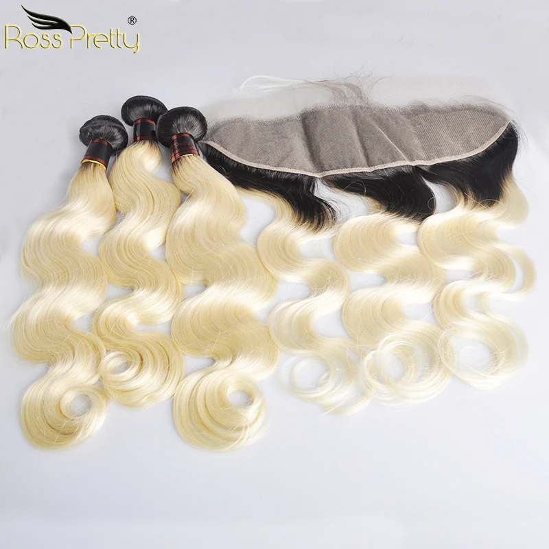 Ross Pretty Remy Hair Bundles With Frontal Ombre 1b Blonde Human Hair weave With Lace Frontal Brazilian Hair Body Wave Color 613
Ross Pretty Remy Hair Bundles With Frontal Ombre 1b Blonde Human Hair weave With Lace Frontal Brazilian Hair Body Wave Color 613