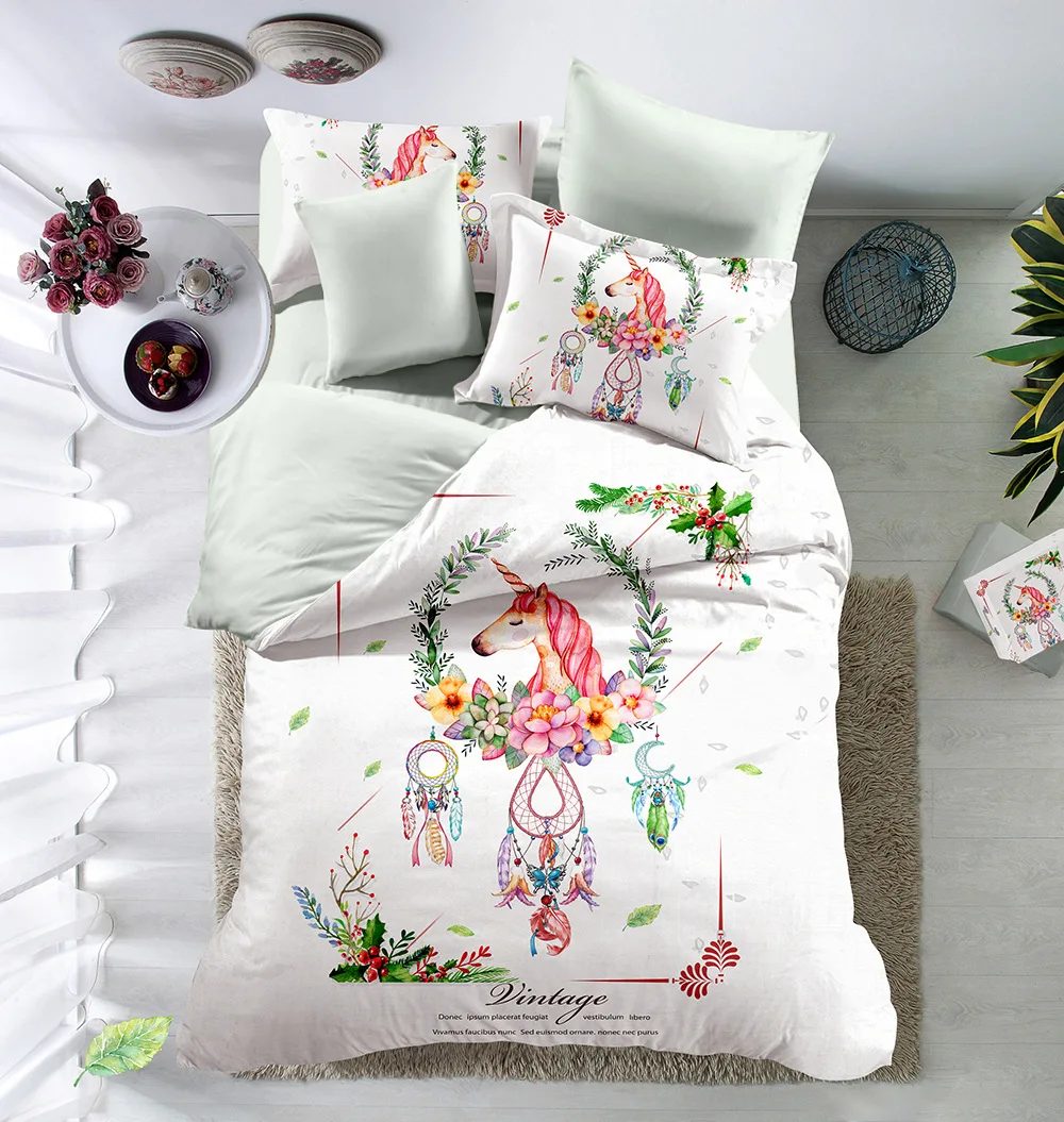 Flowers and Unicorns Bedding Set Children girls love gift Quilt Cover King Queen Home Textiles
Flowers and Unicorns Bedding Set Children girls love gift Quilt Cover King Queen Home Textiles