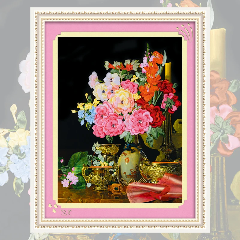 Ribbons Embroidery Colorful Flowers Decorative Canvas Painting Needlework Cross Stitch Kit DIY Sewing Crafts Europe Style C-0083
Ribbons Embroidery Colorful Flowers Decorative Canvas Painting Needlework Cross Stitch Kit DIY Sewing Crafts Europe Style C-0083
