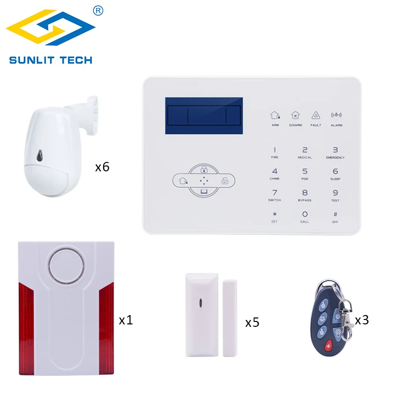 

Focus ST-IIIB GSM PSTN Wireless Voice Alarm System Villa Security Suit Door Magnetic Sensor PIR Motion Detector Remote Control