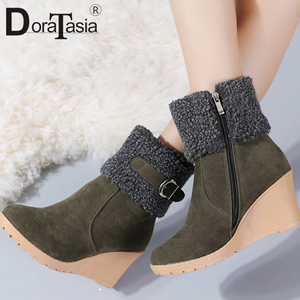 DORATASIA Snow Boots For Women Winter Warm Add Thick Fur Platform Wedges Shoes Slip On Ladies Round Toe Ankle Boots Size 34-43
DORATASIA Snow Boots For Women Winter Warm Add Thick Fur Platform Wedges Shoes Slip On Ladies Round Toe Ankle Boots Size 34-43