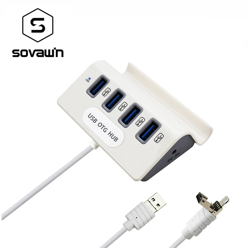 Usb хаб 2 в 1 микро USB OTG для компьютера смартфона 4 порта разветвитель держатель