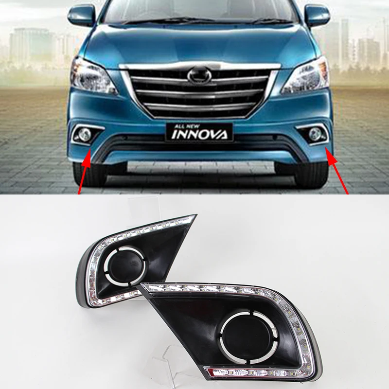 Car Flashing 1 set For Toyota Innova 2013 2014 2015 LED DRL Daytime running light Led fog lamp cover with turn signal Yellow
Car Flashing 1 set For Toyota Innova 2013 2014 2015 LED DRL Daytime running light Led fog lamp cover with turn signal Yellow
