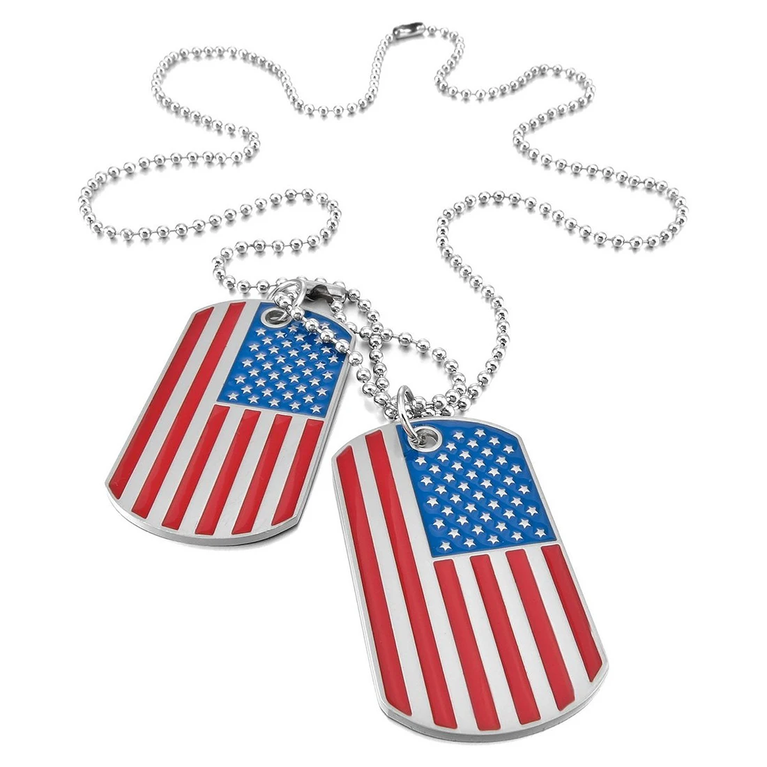2 PCS Alloy Pendant Necklace Pendant Red and White Stripes USA American Flag Double Dog Tag plate 27 Inch Chain Necklace Man
2 PCS Alloy Pendant Necklace Pendant Red and White Stripes USA American Flag Double Dog Tag plate 27 Inch Chain Necklace Man