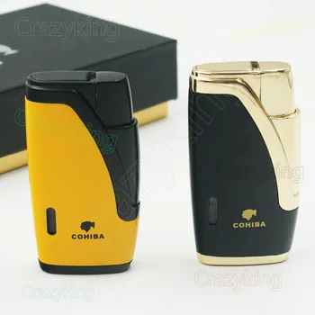 Europe Buyer Cohiba Yellow Metal Gas Butane 2 Torch Jet Flame Cigar Lighter With Punch Cigarette Windproof Lighters Gift Box
Europe Buyer Cohiba Yellow Metal Gas Butane 2 Torch Jet Flame Cigar Lighter With Punch Cigarette Windproof Lighters Gift Box