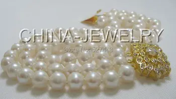 Wholesale 320216>Beautiful 8" 3row 9mm round white freshwater pearl bracelet -golden zircon clasp
Wholesale 320216>Beautiful 8" 3row 9mm round white freshwater pearl bracelet -golden zircon clasp