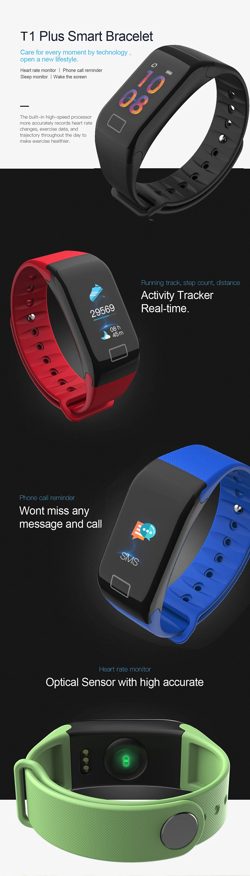 MOCRUX New F1 PLUS Smart Wristbands Fitness Bracelet Blood Pressure Smart Bracelets Heart Rate Monitor Fitness Bracelet Band Waterproof (1)