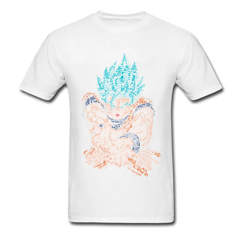 Crewneck Super Blue Kamehameha Cotton Fabric Men's T Shirt Design Short Sleeve Tees Fashion Printed Clothing Shirt Super Blue Kamehameha white
