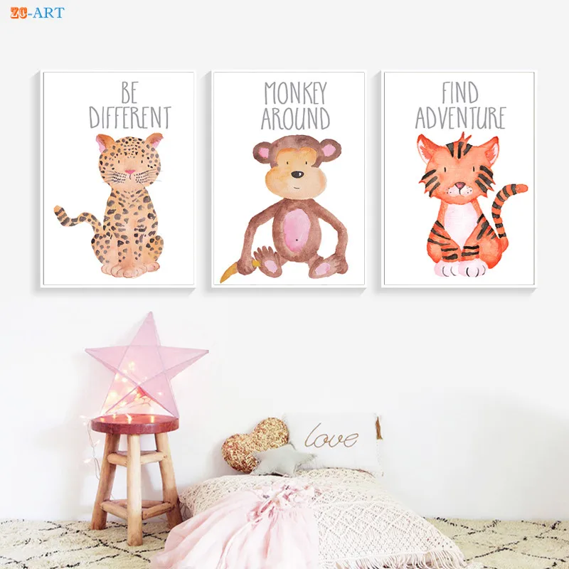 Cartoon Canvas Painting Monkey Tiger Leopard Prints Nursery Animal Poster Wall Art Canvas Framed Kids Room Home Decor
Cartoon Canvas Painting Monkey Tiger Leopard Prints Nursery Animal Poster Wall Art Canvas Framed Kids Room Home Decor