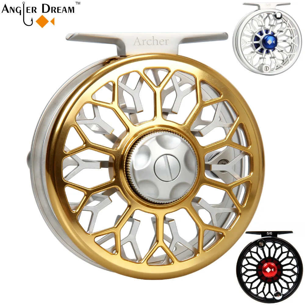 

3/4 5/6 7/8WT Fly Reel CNC Machined 6061 T6 Aluminum Large Arbor Silver Gold Black Fly Fishing Reel