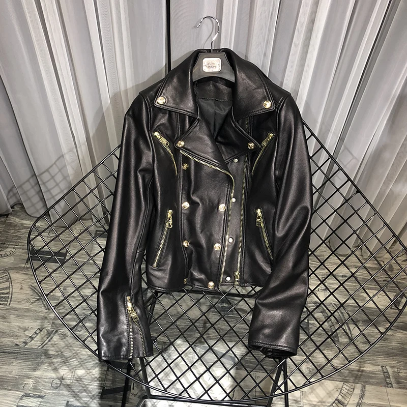 2019 Spring Autumn New Fashion Genuine Leather Women Buttons Short Sheepskin Jackets Motorcycle Real Leather Jacket Coat W1779
2019 Spring Autumn New Fashion Genuine Leather Women Buttons Short Sheepskin Jackets Motorcycle Real Leather Jacket Coat W1779