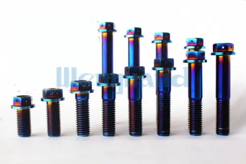 1PC M10 x 20-75MM Titanium Motorcycle Flange Bolt Screw Thread Pitch 1.25 1.5