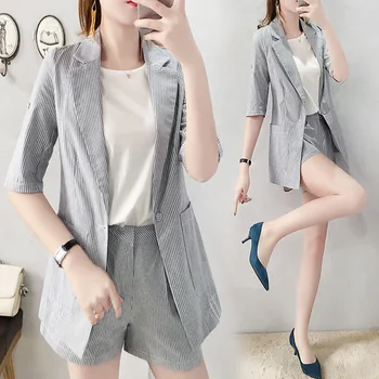 Office Lady 2 Piece Set Women Two Piece Outfits Striped Shorts Set Ensemble Femme Deux Pieces Jacket&pants Conjunto Feminino
Office Lady 2 Piece Set Women Two Piece Outfits Striped Shorts Set Ensemble Femme Deux Pieces Jacket&pants Conjunto Feminino