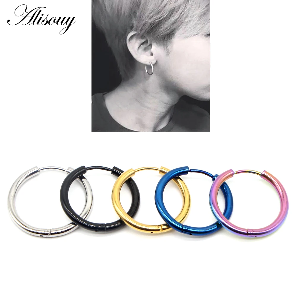 Men Women Silver 316L Stainless Steel Round Hoop Gothic Earrings Punk Jewelry