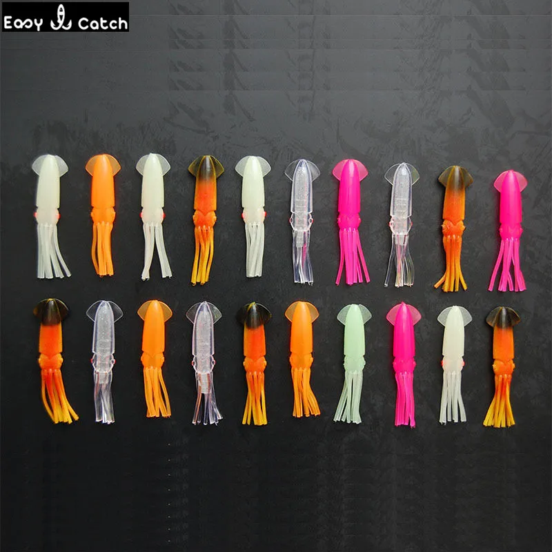 20pcs 7.5cm Mixed Color Soft PVC Plastic Squid Fishing Lures Saltwater Fishing Big Luminous Artificial Squid Skirts Bait
20pcs 7.5cm Mixed Color Soft PVC Plastic Squid Fishing Lures Saltwater Fishing Big Luminous Artificial Squid Skirts Bait