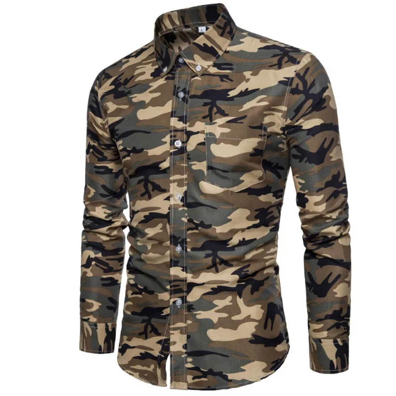 Men Casual Shirts 2019 Brand Camouflage Printed Long Sleeve Dress Shirt Slim Fit Camisa Masculina Hip Hop Man Clothing
Men Casual Shirts 2019 Brand Camouflage Printed Long Sleeve Dress Shirt Slim Fit Camisa Masculina Hip Hop Man Clothing
