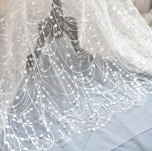 2017 High Quality African French Lace Fabric Transparent Nets Sequins Embroidery Fabric For DIY Sewing Nigerian Wedding Dress
2017 High Quality African French Lace Fabric Transparent Nets Sequins Embroidery Fabric For DIY Sewing Nigerian Wedding Dress