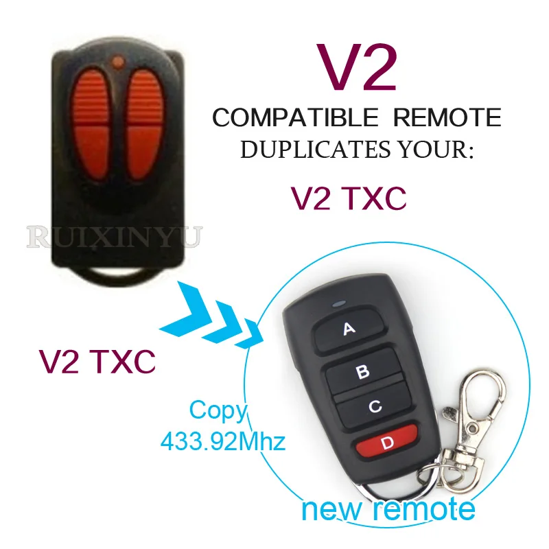 copy V2 TXC V2 remote control 433.92MHz remotes Universal remote control Electric door garage door remote control
copy V2 TXC V2 remote control 433.92MHz remotes Universal remote control Electric door garage door remote control