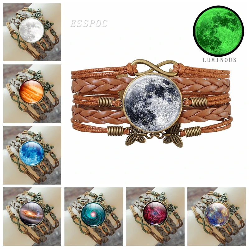 Luminous Full Moon and Planet Glass Dome Braided Bracelet Glow In The Dark Multi-layer Leather Bracelet Women Fashion Jewelry
Luminous Full Moon and Planet Glass Dome Braided Bracelet Glow In The Dark Multi-layer Leather Bracelet Women Fashion Jewelry