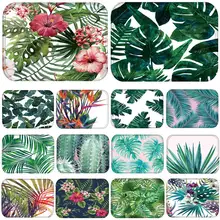 1pcs 40*60cm טרופי קקטוס דפוס Monstera אנטי להחליק זמש שטיח דלת מחצלות שפשפת מקורה מטבח חדר רצפת 48172(China)