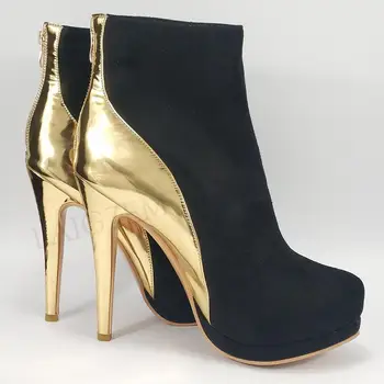 LAIGZEM Women Platform Booties Gold Color Contrast Back Zip Short Ankle Boots Ladies Shoes Woman Botines Mujer Large Size 34-52
LAIGZEM Women Platform Booties Gold Color Contrast Back Zip Short Ankle Boots Ladies Shoes Woman Botines Mujer Large Size 34-52
