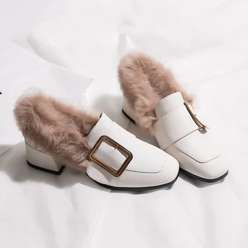Women's genuine leather slip-on pumps rabbit fur winter high heel leisure med heel comfortable heels metal buckle heeled shoes
Women's genuine leather slip-on pumps rabbit fur winter high heel leisure med heel comfortable heels metal buckle heeled shoes
