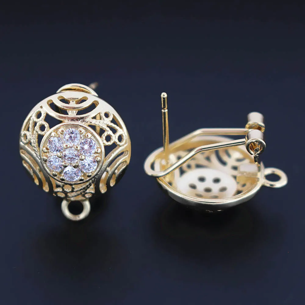 Earrings Post Clip Back with Loop Connector Micro Paved Zircon CZ Filigree Circle Findings DIY African Bridal Earrings Gold Plt
Earrings Post Clip Back with Loop Connector Micro Paved Zircon CZ Filigree Circle Findings DIY African Bridal Earrings Gold Plt
