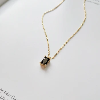 925 sterling silver black zircon square pendants necklace simple trendy design wild necklace for women charms fashion jewelry
925 sterling silver black zircon square pendants necklace simple trendy design wild necklace for women charms fashion jewelry