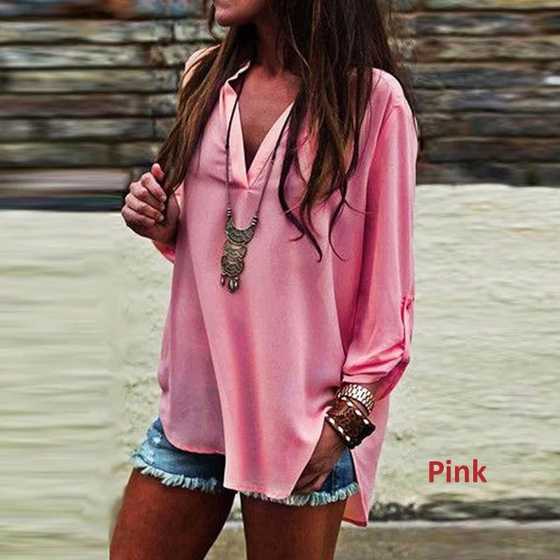 Womens V Neck tops 2019 Loose Baggy Casual Elegance Fall Sexy Chiffon Shirt Blouse tops 2019 Plus Size Shirt korean
Womens V Neck tops 2019 Loose Baggy Casual Elegance Fall Sexy Chiffon Shirt Blouse tops 2019 Plus Size Shirt korean
