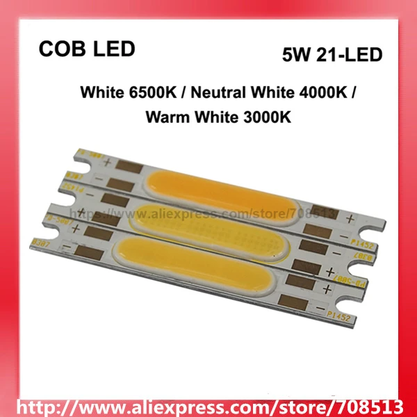 COB 5W 21-LED 500mA Warm White 3000K / Neutral White 4000K / White 6500K COB LED Emitter
COB 5W 21-LED 500mA Warm White 3000K / Neutral White 4000K / White 6500K COB LED Emitter