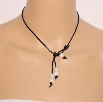 Charming Leather Pearl Necklace AA 9-10MM White Color Potato Round Natural Freshwater Pearl Necklace Real Leather Jewelry
Charming Leather Pearl Necklace AA 9-10MM White Color Potato Round Natural Freshwater Pearl Necklace Real Leather Jewelry