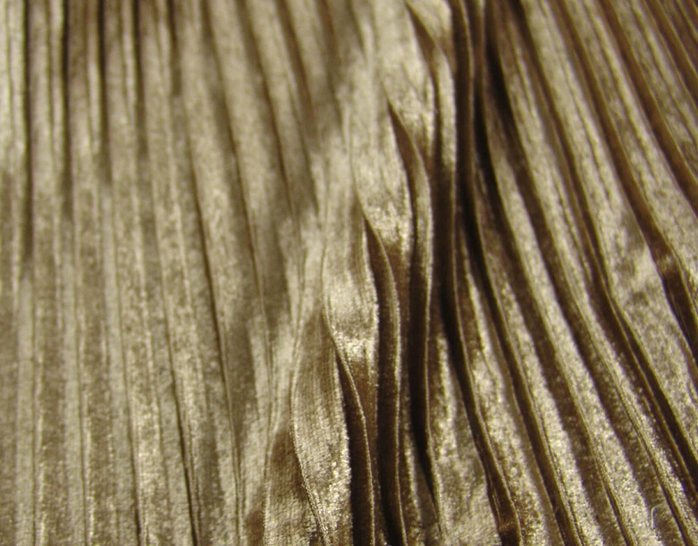 

2 meters 150cm 59.05" width khaki crumple accordion pleated pleuche velour fabric for long skirt dress MM68