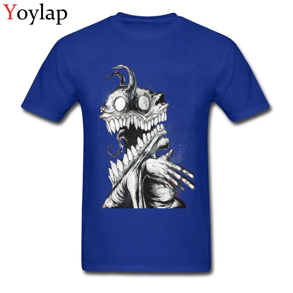 Classic Printed Tops Tees O-Neck Summer Autumn 100% Cotton Short Sleeve T Shirt for Men Devils Backbone Funny Tee Shirt blue