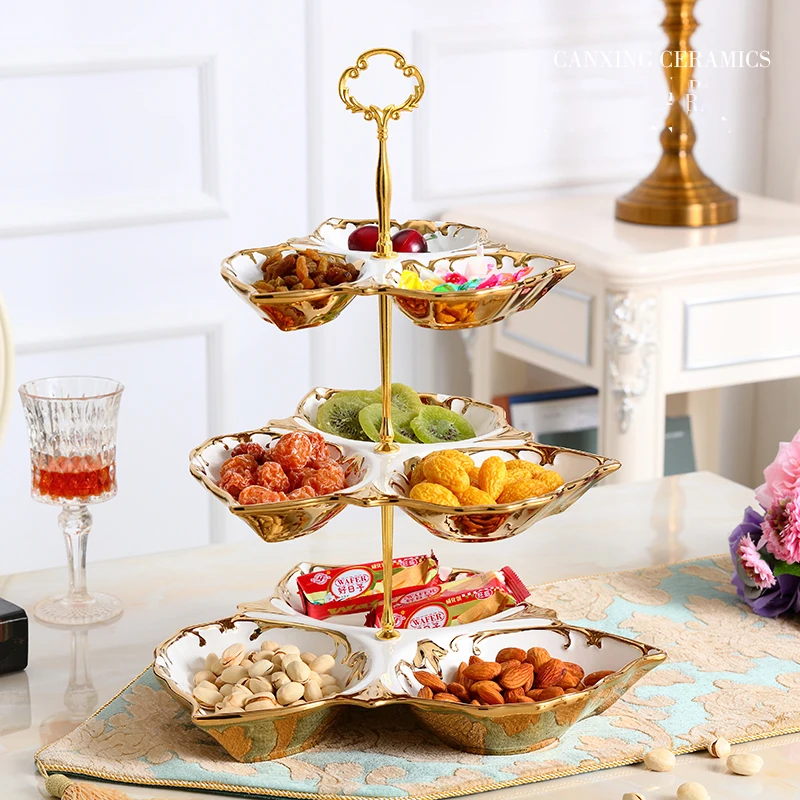 European Luxury Ceramic 3-Layers Home Party Fruit Plates Decoration Christmas Dessert Bowl Wedding Party Candy Dish Snacks Plate
European Luxury Ceramic 3-Layers Home Party Fruit Plates Decoration Christmas Dessert Bowl Wedding Party Candy Dish Snacks Plate