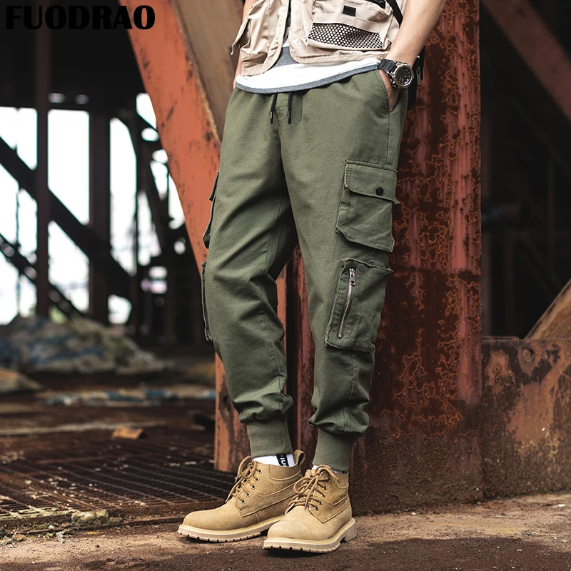 Брюки-карго FUODRAO мужские брюки-карго из 100% хлопка брюки для бега уличные