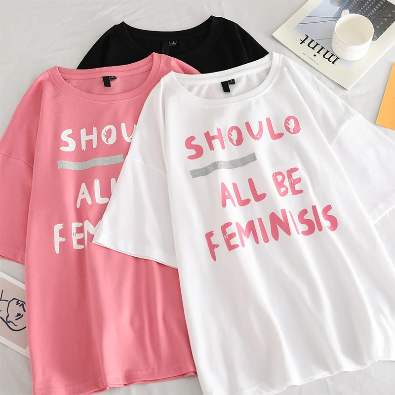 Women Oversized Letter Print T-shirt Short-sleeved Tshirt Female Loose Students Korean Style Graphic Tees Camisas Mujer
Women Oversized Letter Print T-shirt Short-sleeved Tshirt Female Loose Students Korean Style Graphic Tees Camisas Mujer