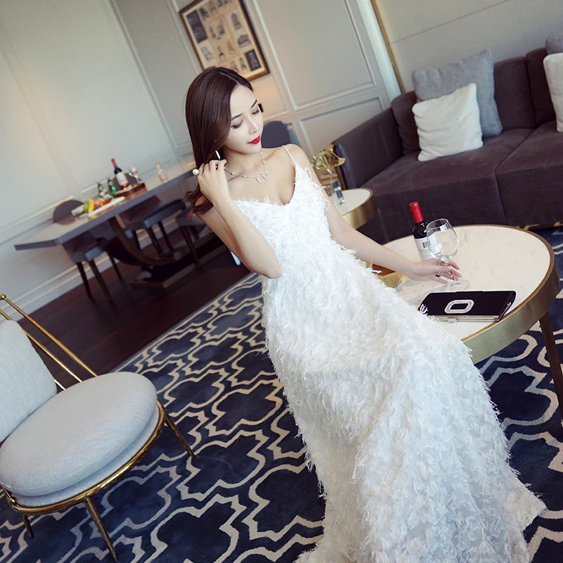 FOLOBE 2019 Fashion Korean Style Elegant Women Spaghetti Strap V Neck White Feather Tassel Maxi Party Dress Women Vestidos
FOLOBE 2019 Fashion Korean Style Elegant Women Spaghetti Strap V Neck White Feather Tassel Maxi Party Dress Women Vestidos