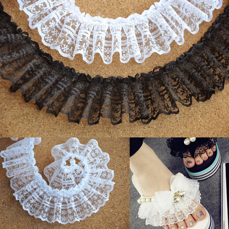 10 yards/lot 4.5cm Black White Ruffle Pleated Lace Trim Fabric Wedding Decoration Lace DIY Clothing Flops Accessories Crafts
10 yards/lot 4.5cm Black White Ruffle Pleated Lace Trim Fabric Wedding Decoration Lace DIY Clothing Flops Accessories Crafts