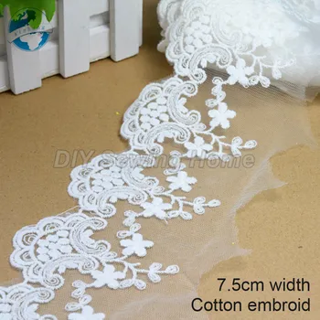 10yards 7.5cm white lace cotton embroid sewing ribbon guipure lace trim or fabric warp knitting DIY Garment Accessories#2892
10yards 7.5cm white lace cotton embroid sewing ribbon guipure lace trim or fabric warp knitting DIY Garment Accessories#2892