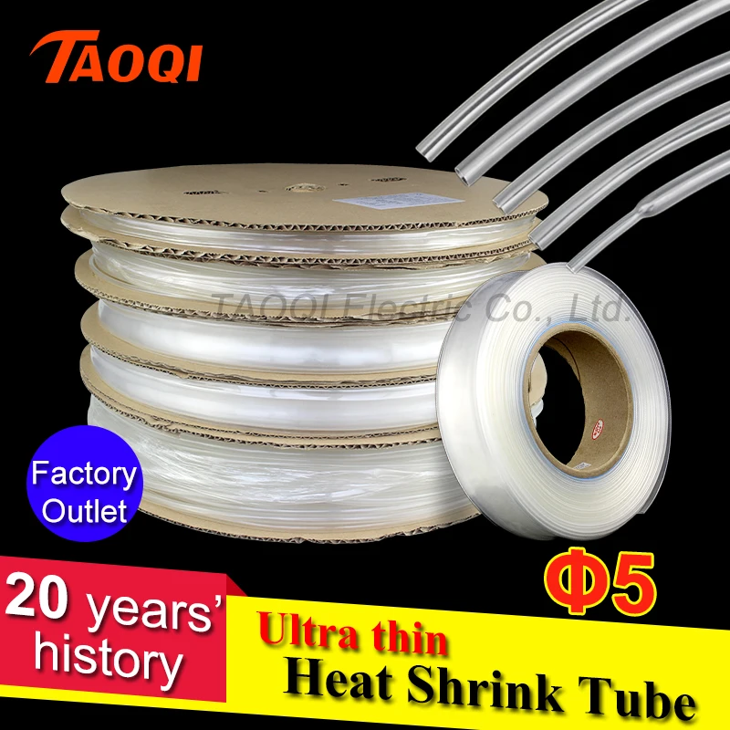 5MM Ultra thin Transparent Clear Heat Shrink Tube Shrinkable Cable Tubing Insulation Sleeving Wrap Wire kits wholesale price
5MM Ultra thin Transparent Clear Heat Shrink Tube Shrinkable Cable Tubing Insulation Sleeving Wrap Wire kits wholesale price