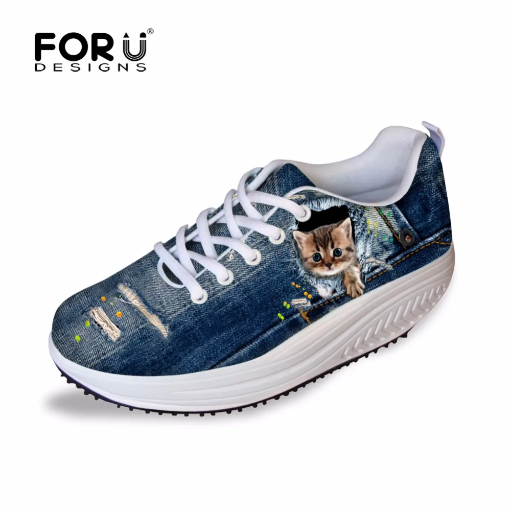 FORUDESIGNS Blue Denim Printed Woman Casual Height Increasing Shoes Ladies 3D Pet Cat Dog Breathable Lace-up Platform Swing Shoe FORUDESIGNS Blue Denim Printed Woman Casual Height Increasing Shoes Ladies 3D Pet Cat Dog Breathable Lace-up Platform Swing Shoe<br><br>Aliexpress