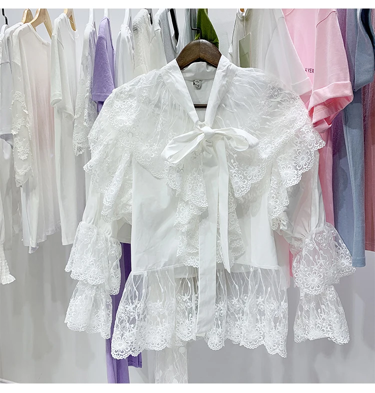 2019 Spring Fashion Women Long Sleeves Bow Mesh Lace shirts Female Beautiful Blouse Shirt A925
2019 Spring Fashion Women Long Sleeves Bow Mesh Lace shirts Female Beautiful Blouse Shirt A925