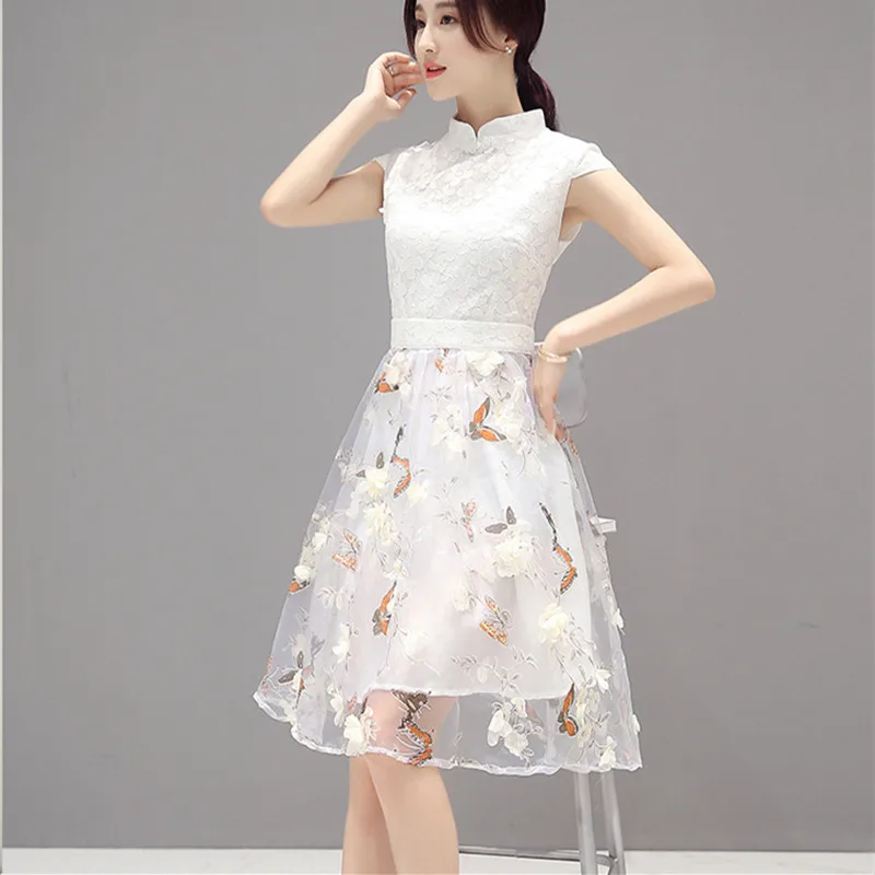 2018 White Summer Dress Women Dress Novelty High Waist Butterfly and Floral Print Knee Length Slim Chi Pao Organza Dress XH079
2018 White Summer Dress Women Dress Novelty High Waist Butterfly and Floral Print Knee Length Slim Chi Pao Organza Dress XH079