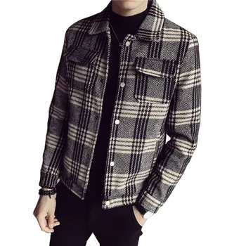 Men's autumn and winter wool long-sleeved plaid slim short jacket / fashion high quality warm handsome male coat
Men's autumn and winter wool long-sleeved plaid slim short jacket / fashion high quality warm handsome male coat