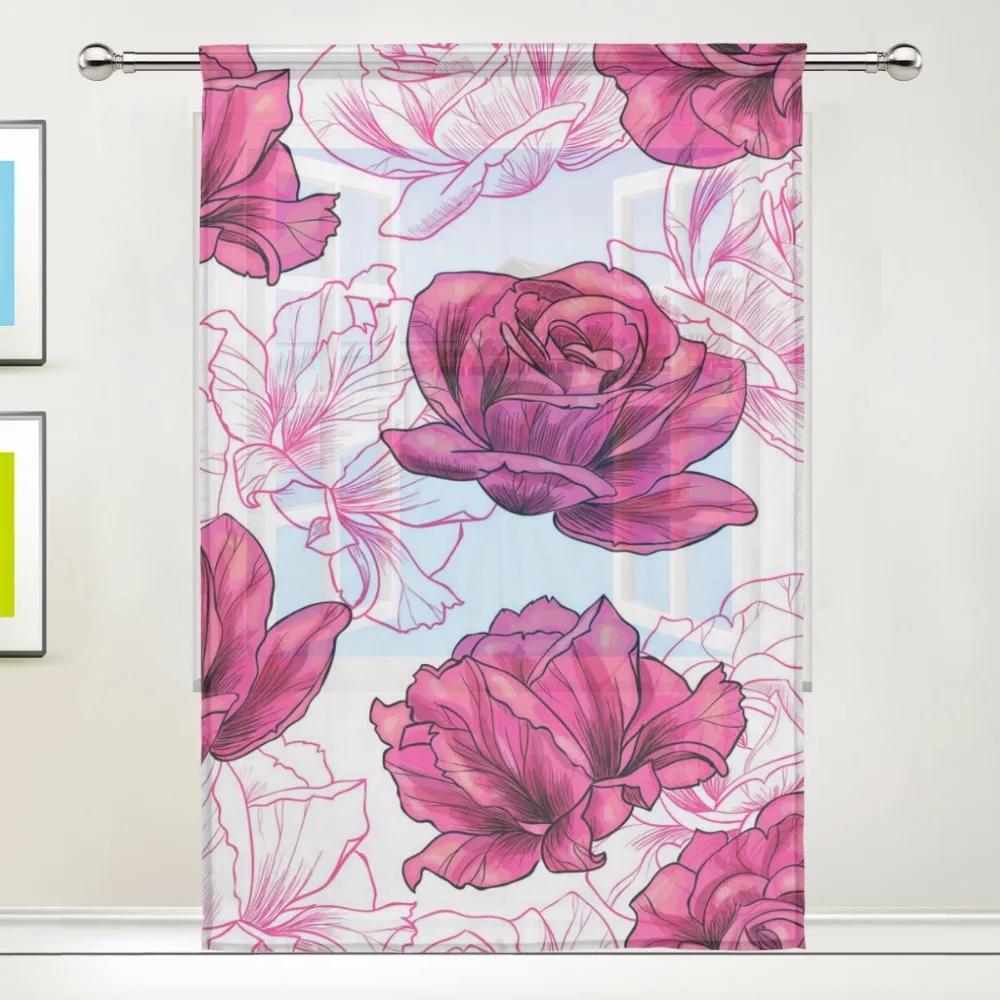 Colorful Sheer Curtain Door Panels 55x78/55x84 Inch,Flowers Pink Roses,Sheer Polyester Window Curtain Voile Sheers 1 Panel
Colorful Sheer Curtain Door Panels 55x78/55x84 Inch,Flowers Pink Roses,Sheer Polyester Window Curtain Voile Sheers 1 Panel