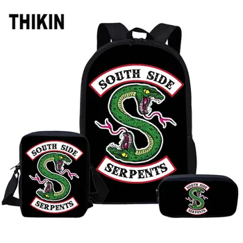 

THIKIN Riverdale South Side Serpents Teenagers Schoolbags Student Backpacks Boy Girl School Bag Set Women Bagpack Custom Mochila