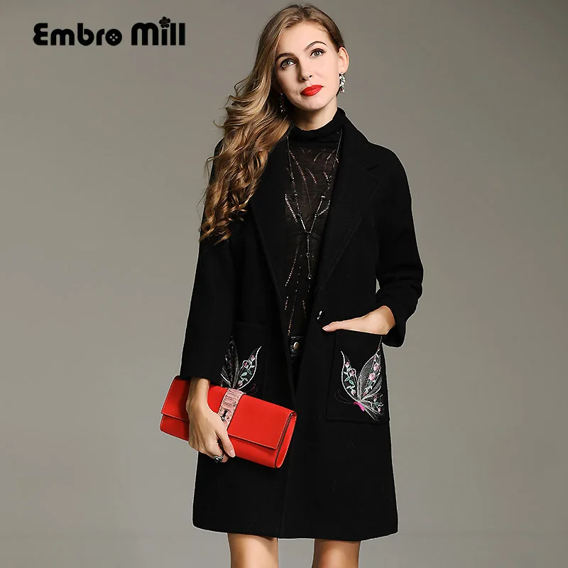 Embro Mill winter trench coats for women Windbreaker plus size Elegant lady wool embroidery floral loose overcoat female M-4XL
Embro Mill winter trench coats for women Windbreaker plus size Elegant lady wool embroidery floral loose overcoat female M-4XL