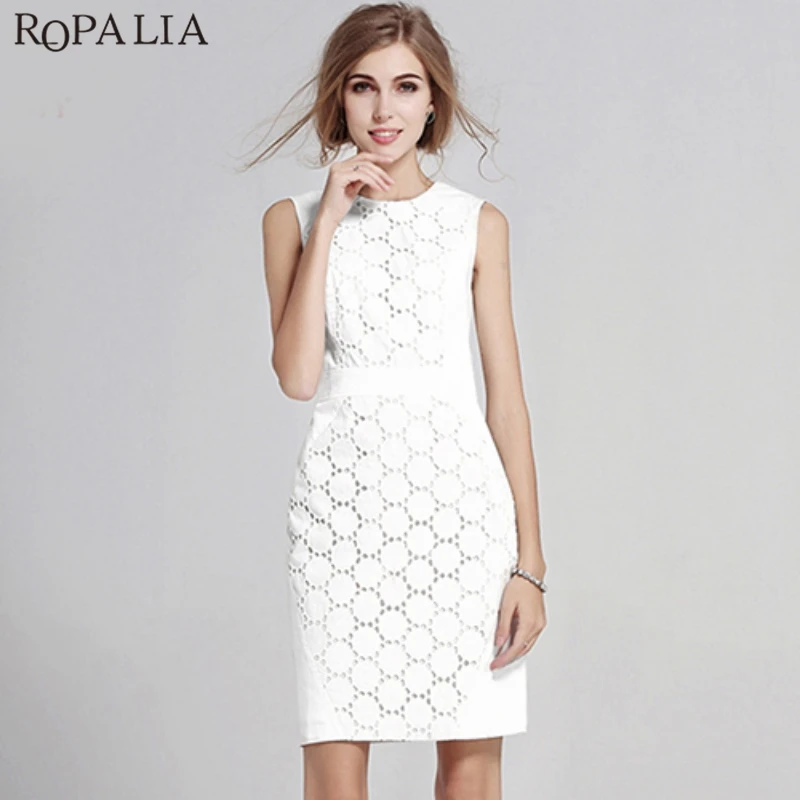 ROPALIA Women Elegant Sleeveless Slim Dresses Fashion Round Neck Solid Dress Casual White Lace Hollow Mini Dress Vestidos XXL
ROPALIA Women Elegant Sleeveless Slim Dresses Fashion Round Neck Solid Dress Casual White Lace Hollow Mini Dress Vestidos XXL