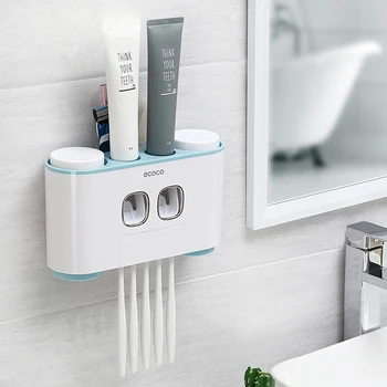LIYIMENG Creative Automatic Toothpaste Dispenser with 4 Mouth Cup Toothbrush Holder Bathroom Water Resistant Sticky Toothpaste
LIYIMENG Creative Automatic Toothpaste Dispenser with 4 Mouth Cup Toothbrush Holder Bathroom Water Resistant Sticky Toothpaste